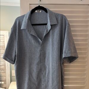 Blue Casual Button Down Shirt with Soft Texture